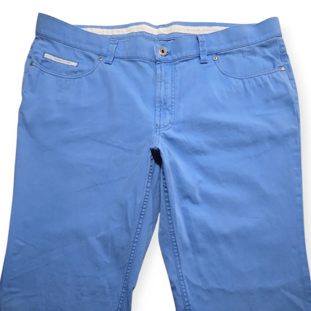 HILTL Men's Chino Regular Fit Pants ZE 500 Petaluma Blue Size 58 US 42x32
